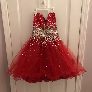 Red princess dress with sequins